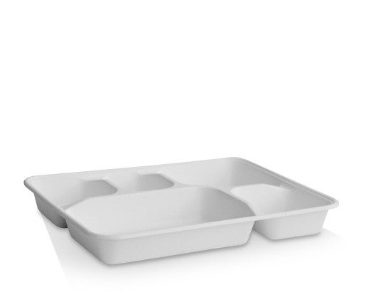 [TR5] 5 Deep Compartments Sugarcane tray 400pc/ctn