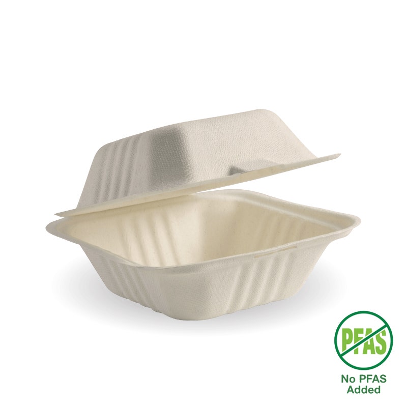 [B-HL-66-N-PF] 15x15x8cm / 6x6" Natural Plant Fibre Clamshell - 500/carton