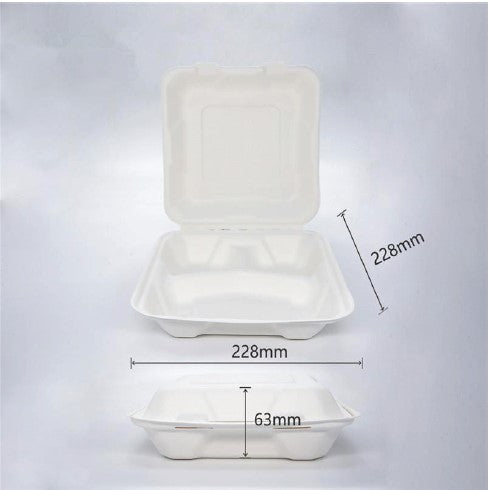 [BSC-DB9/3] BioBox Sugarcane 9"/3 Compartment
1300ml Dinner Box 200s