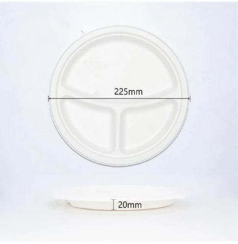 [BSC-P9/3W-PF] 9" 3 Compartments Sugarcane Round Plate