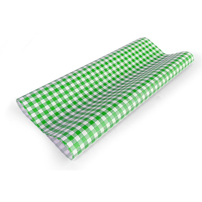 [GPGGREENL(PACK)] #Greaseproof Paper Gingham Green Large 400 X 330mm -
200/ream
