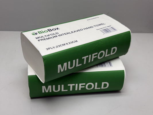 [HTI-88MF] BioBox MULTIFOLD Slim Interleaved Hand
Towel, 2ply-23x23cm, 20 pack X 200
sheets, 4000/ctn