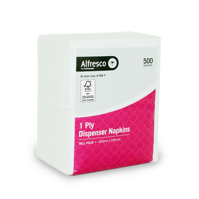 [N1TDW-F] 1 PLY WHITE FSC MIX CREDIT TALL FOLD DISPENSER NAPKIN