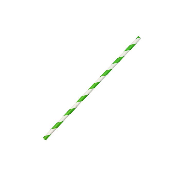 [PSRGREEN] Paper straw regular-green stripe 2500pc/ctn