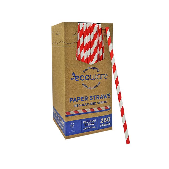 [PSRRED] paper straw regular-red stripe 2500pc/ctn