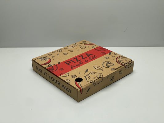 [PZ66BR9] 9" Brown Pizza Box Print 100pc